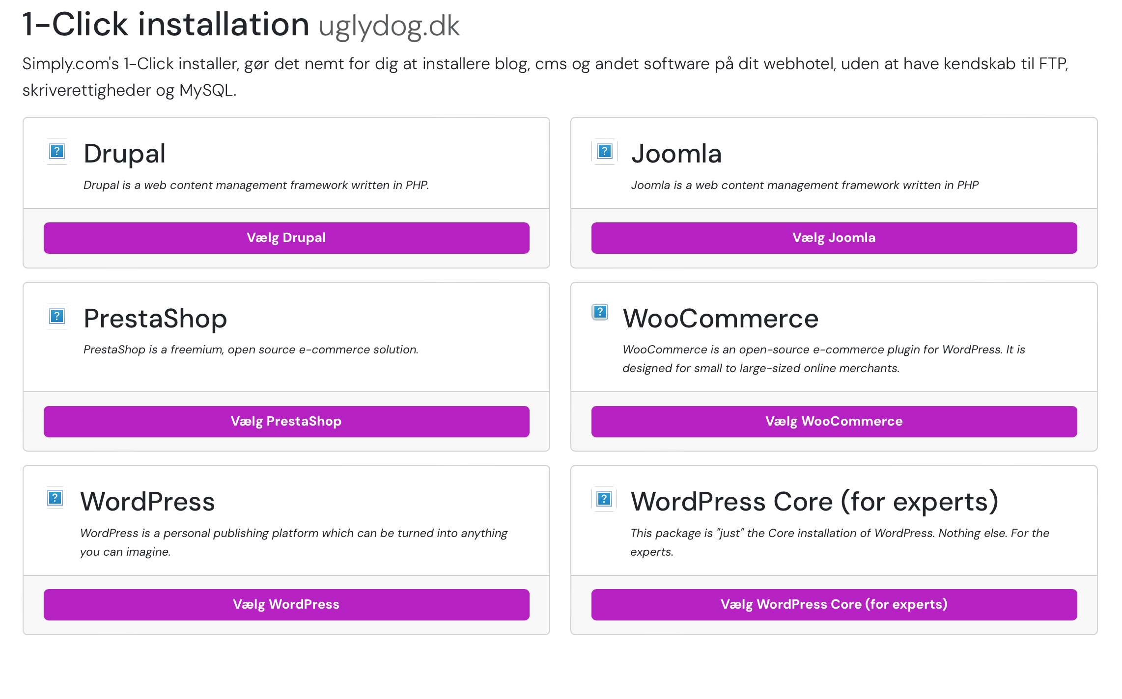 wordpress 1 klik